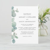Boho Waterverf Eucalyptus Rand Bruiloft Kaart (Staand voorkant)