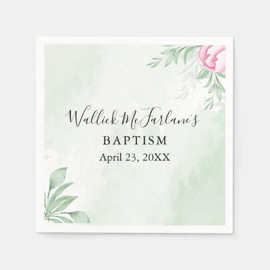 Boho Waterverf Eucalyptus verlaat de groene doop Servet (Voorkant)