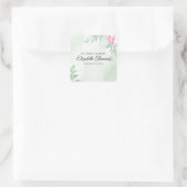 Boho Waterverf Eucalyptus verlaat herdenkingsbegra Vierkante Sticker (Tas)