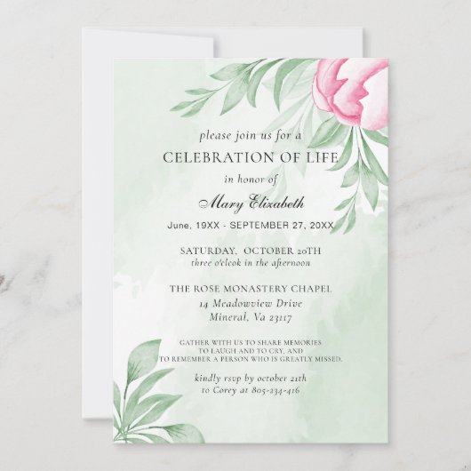 Boho Waterverf Eucalyptus-viering van het leven Kaart (Voorkant)