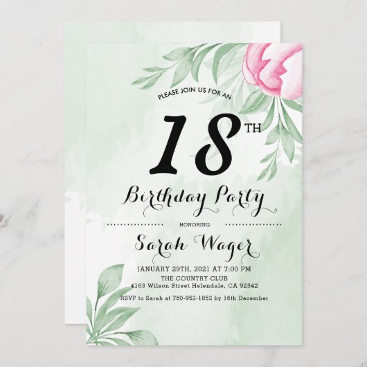 Boho-Waterverf Eucalyptus viert 18e verjaardag Kaart (Voorkant / Achterkant)