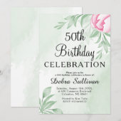 Boho-Waterverf Eucalyptus viert 50ste verjaardag Kaart (Voorkant / Achterkant)