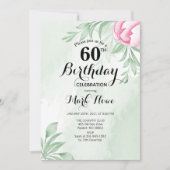 Boho-Waterverf Eucalyptus viert 60ste verjaardag Kaart (Voorkant)