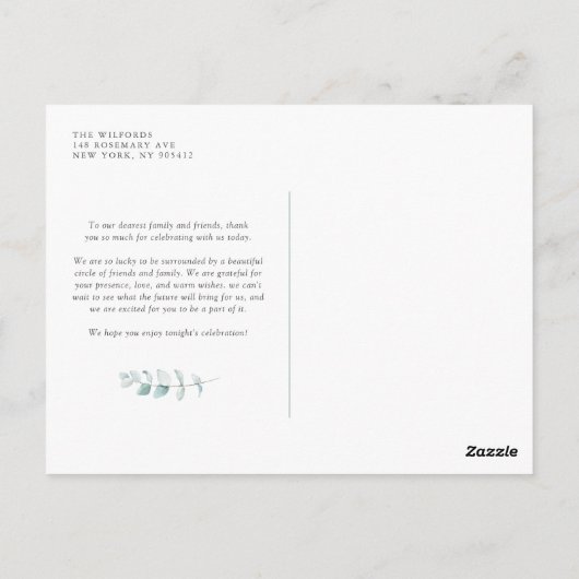 Boho Waterverf Eucalyptus Weddenschap Hartelijk da Briefkaart (Achterkant)