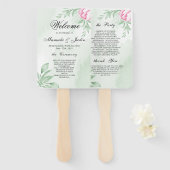 Boho Waterverf Eucalyptus Wedding Programme Handwaaier (Voorkant en achterkant)