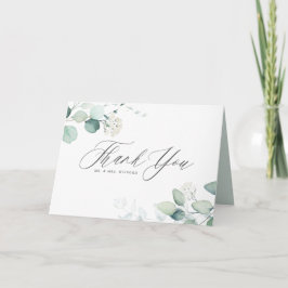 Boho Waterverf Eucalyptusbladeren Groene Huwelijks Bedankkaart