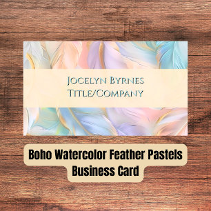 Boho Waterverf Feather Pastels Visitekaartje