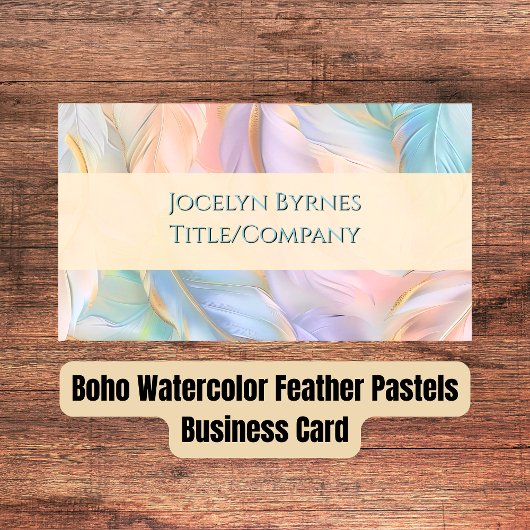 Boho Waterverf Feather Pastels Visitekaartje