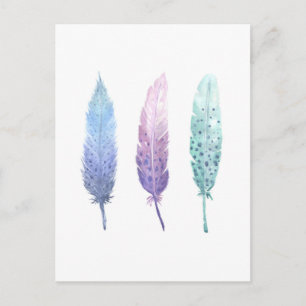 Boho Waterverf Feather Trio Briefkaart