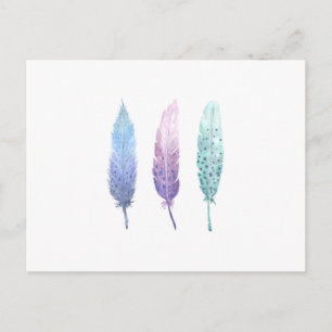 Boho Waterverf Feather Trio Briefkaart