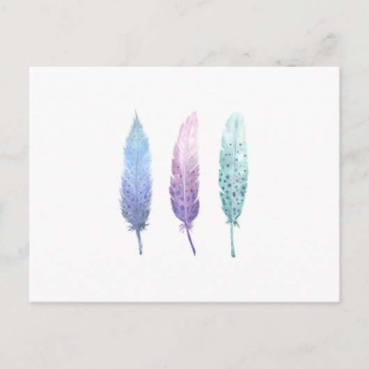 Boho Waterverf Feather Trio Briefkaart (Voorkant)