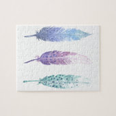 Boho Waterverf Feather Trio Legpuzzel (Horizontaal)
