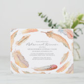 Boho waterverf Feathers Tribal Repetitie Diner Kaart (Staand voorkant)