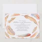 Boho waterverf Feathers Tribal Repetitie Diner Kaart (Voorkant / Achterkant)