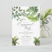 Boho Waterverf Fern Eucalyptus Verlovingsfeest Kaart (Staand voorkant)