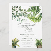 Boho Waterverf Fern Eucalyptus Verlovingsfeest Kaart (Voorkant / Achterkant)