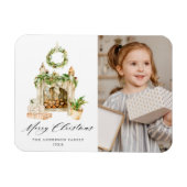 Boho Waterverf Fireplace with Greenery Foto Magneet (Horizontaal)