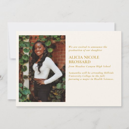 Boho Waterverf Floral 2 Foto Afstuderen Aankondiging (Achterkant)