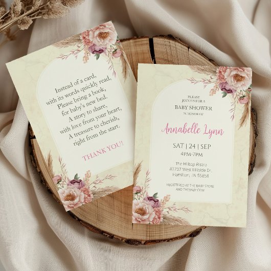 Boho Waterverf Floral Arched Baby shower Kaart
