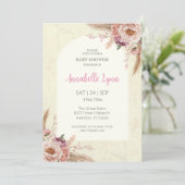 Boho Waterverf Floral Arched Baby shower Kaart (Staand voorkant)