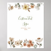 Boho Waterverf Floral Baby shower Aangepaste tekst Poster (Voorkant)
