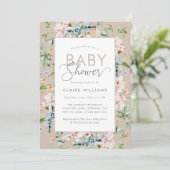 Boho Waterverf Floral Baby shower Uitnodiging (Staand voorkant)