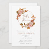 Boho Waterverf Floral Baby shower Uitnodiging (Voorkant / Achterkant)
