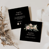 Boho Waterverf Floral Black | Icons voor sociale m Vierkante Visitekaartje
