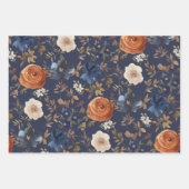 Boho Waterverf Floral Blue Terracotta Inpakpapier Vel (Voorkant)