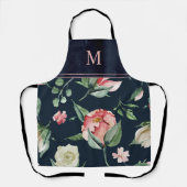 Boho Waterverf Floral Blush Monogrammed Schort (Voorkant)