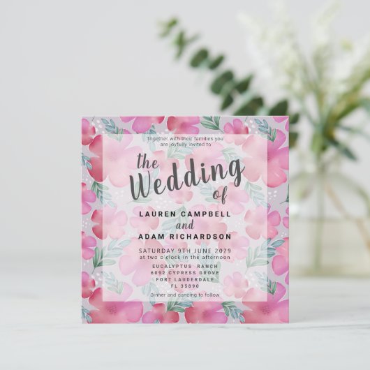 Boho Waterverf Floral Blush Pink Wedding (Staand voorkant)