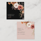 Boho Waterverf Floral Bouquet Vierkante Visitekaartje (Voorkant / Achterkant)