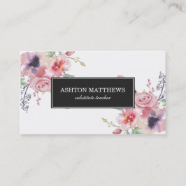 Boho Waterverf Floral Bouquets Visitekaartje