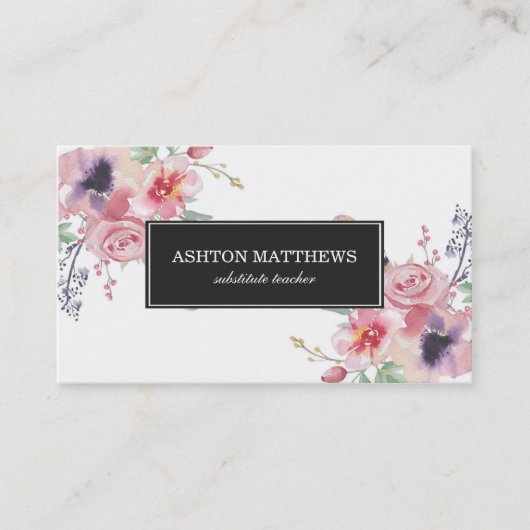 Boho Waterverf Floral Bouquets Visitekaartje (Voorkant)