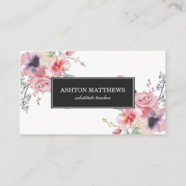 Boho Waterverf Floral Bouquets Visitekaartje