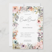 Boho Waterverf Floral Bridal Brunch Kaart (Voorkant)