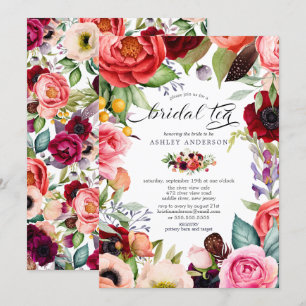 Boho Waterverf Floral Bridal Tea Kaart