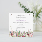 Boho Waterverf Floral Butterflies Baby shower Kaart (Staand voorkant)