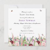 Boho Waterverf Floral Butterflies Baby shower Kaart (Voorkant)
