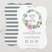 Boho Waterverf Floral & Butterfly | Datum opslaan Save The Date (Voorkant / Achterkant)