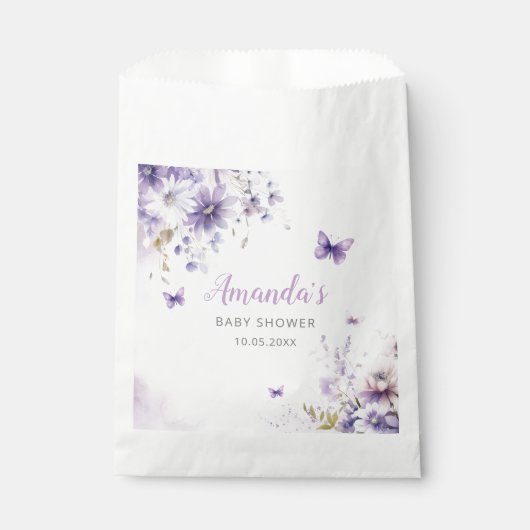 Boho Waterverf Floral Butterfly Girl Baby shower Bedankzakje (Voorkant)