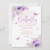 Boho Waterverf Floral Butterfly Girl Baby shower Kaart (Voorkant)