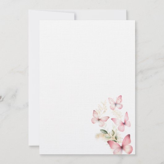 Boho Waterverf Floral Butterfly Girl Baby shower Kaart (Achterkant)