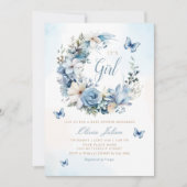 Boho Waterverf Floral Butterfly Girl Baby shower Kaart (Voorkant)