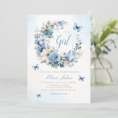 Boho Waterverf Floral Butterfly Girl Baby shower Kaart (Staand voorkant)