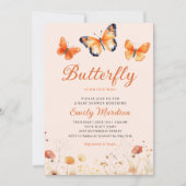 Boho Waterverf Floral Butterfly Girl Baby shower Kaart (Voorkant)