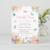 Boho Waterverf Floral Butterfly Girl Baby shower Kaart (Staand voorkant)