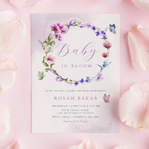 Boho Waterverf Floral Butterfly Girl Baby shower Kaart
