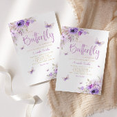 Boho Waterverf Floral Butterfly Girl Baby shower Kaart