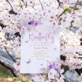 Boho Waterverf Floral Butterfly Girl Baby shower Kaart